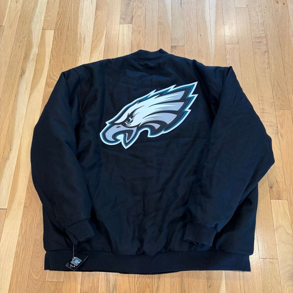 NEW JH Designs Philadelphia Eagles Wool Bomber Varsity Jacket Jeff Hamilton 4XL - Picture 2 of 9